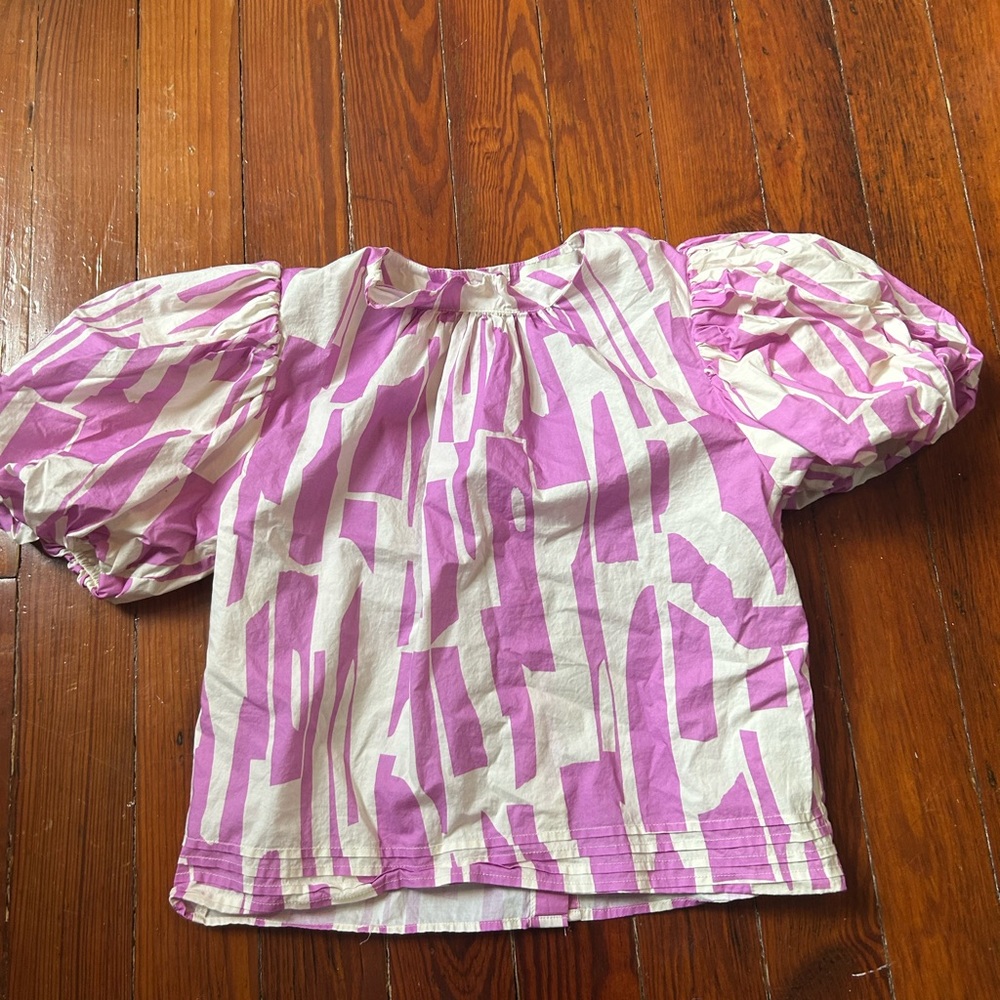 Pinch Button Down Shirt in Pink and White